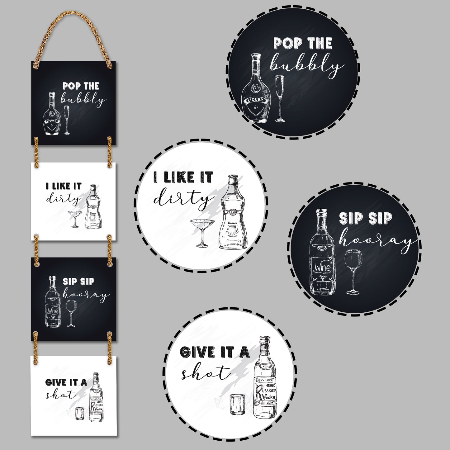 Square Plate Shape Wall Hanging - Pop the bubbly..