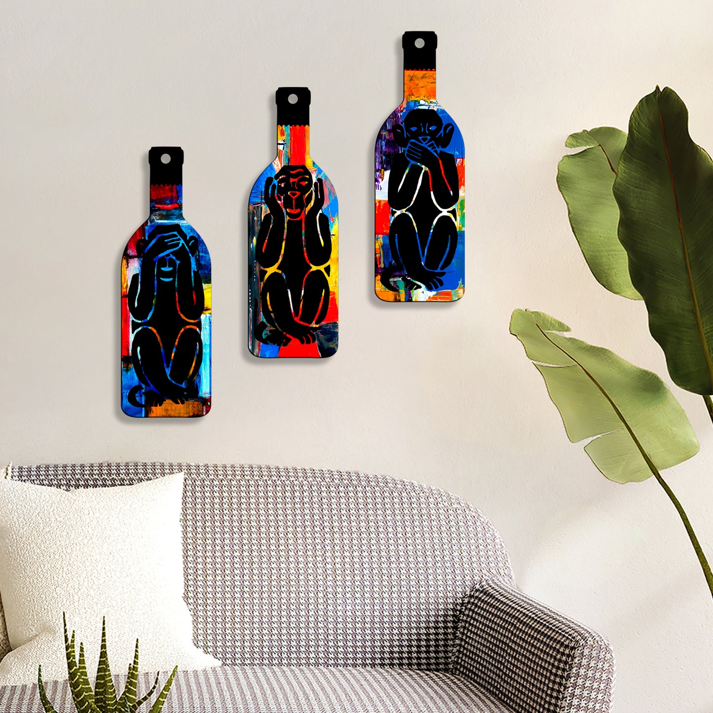 Set of 3 Bottle Wall Hanging