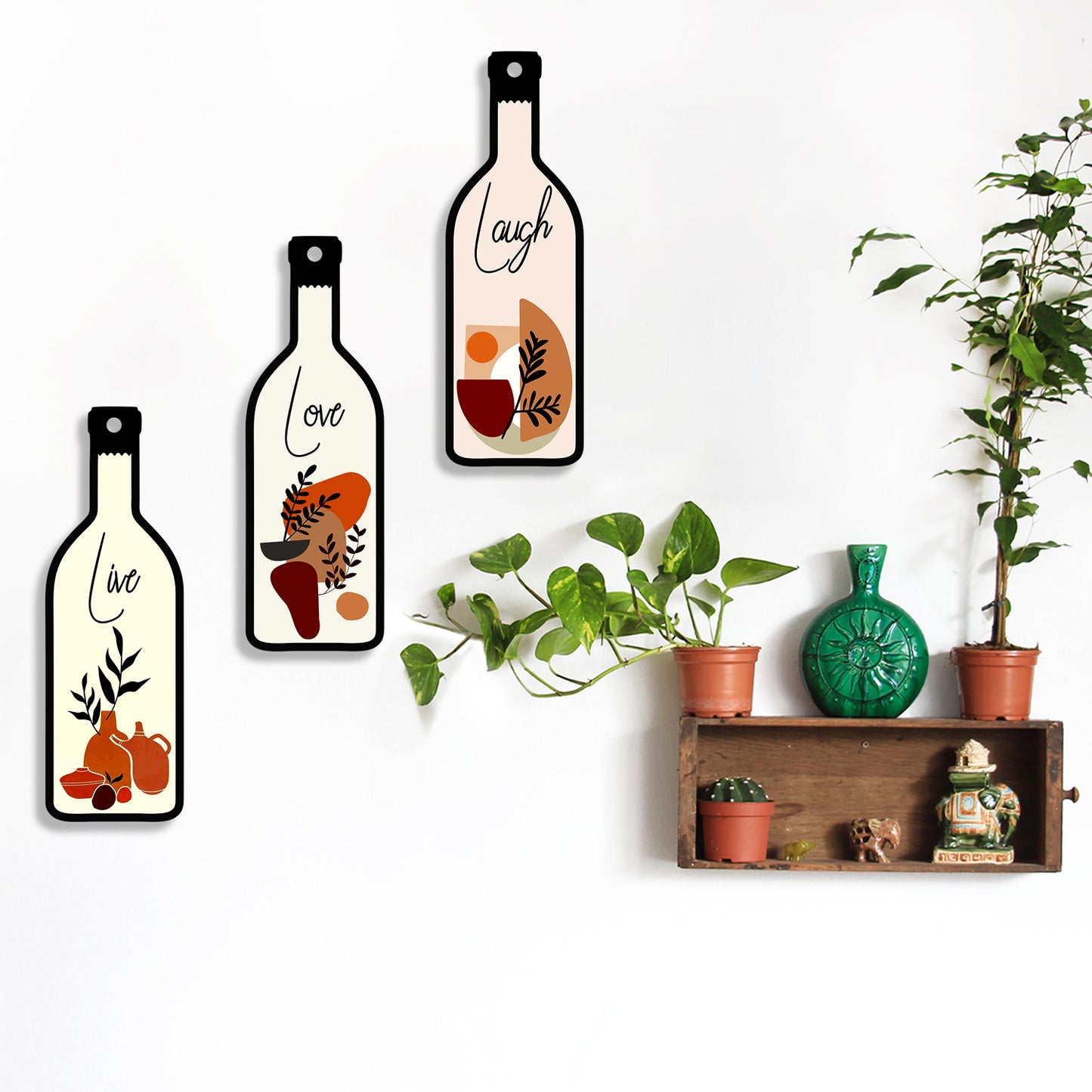Set of 3 Bottle Wall Hanging