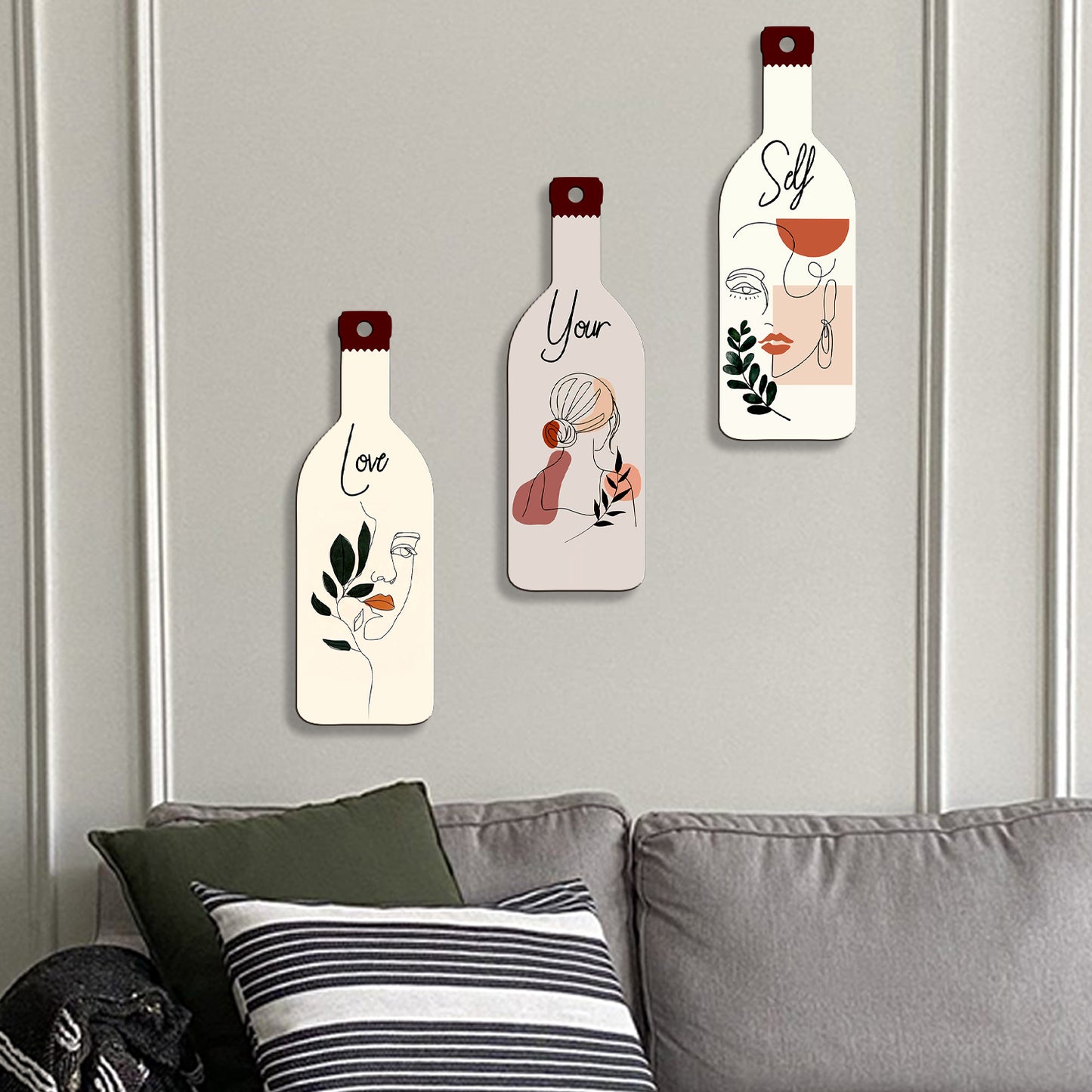 Set of 3 Bottle Wall Hanging