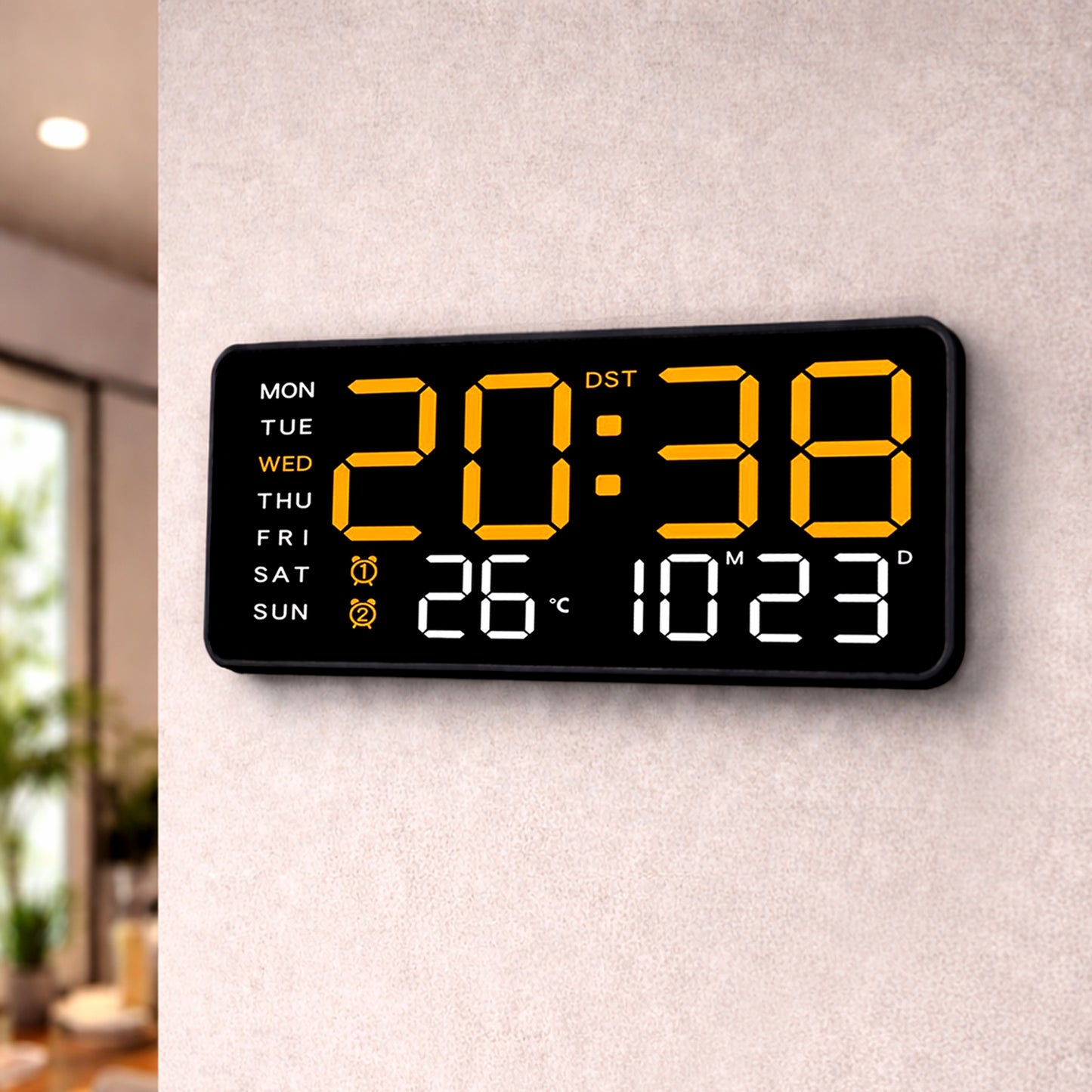 Modern Wall Clock & Table Alarm Clock - Orange (21.5x11 CM)