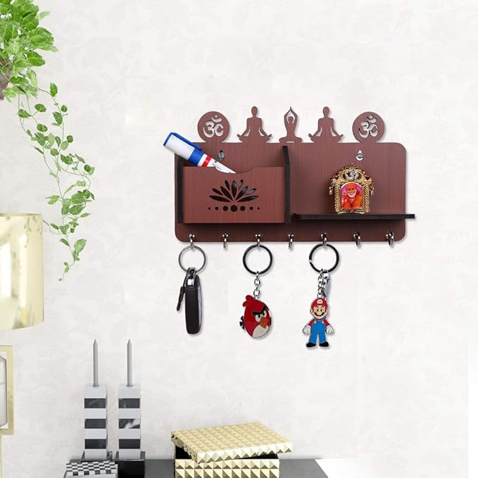 Yoga Asana Brown Pocket Key Holder