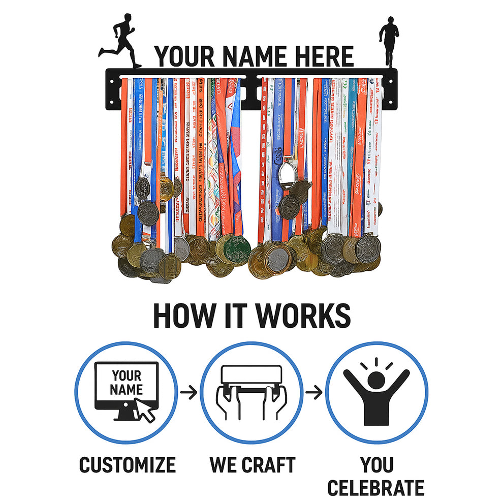 Personalized Metal Medal Hanger | Custom Medal Display Rack for Runners ...
