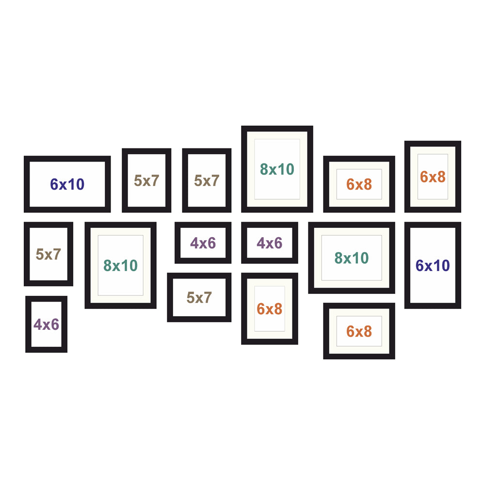 Collage Photo Frame Set of 16 Frames – Multi-Size Wall Display