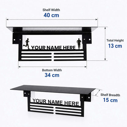 Personalized Medal Hanger with Trophy Shelf For Athletes & Students