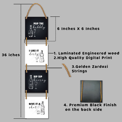 Square Plate Shape Wall Hanging - Pop the bubbly..