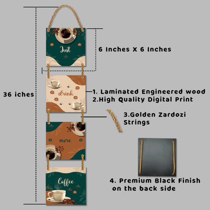 Square Plate Shape Wall Hanging - Just Drink More Coffee