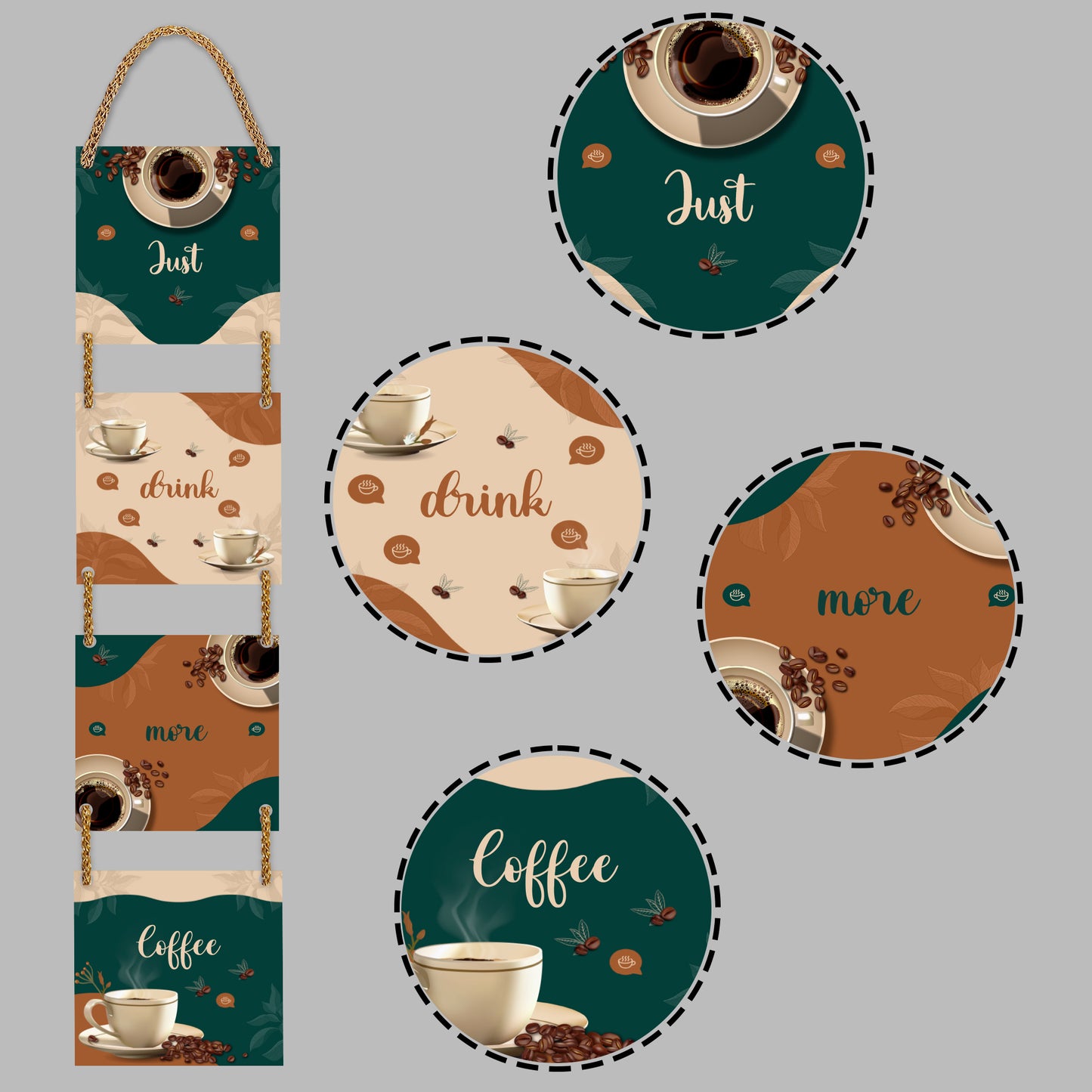 Square Plate Shape Wall Hanging - Just Drink More Coffee