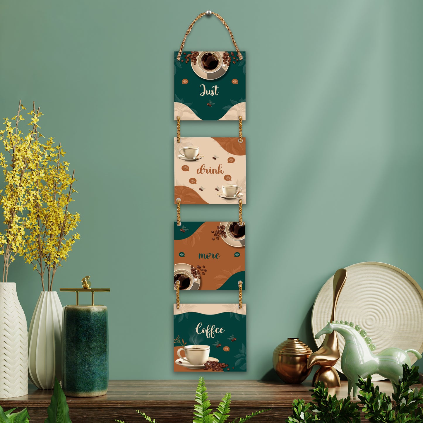 Square Plate Shape Wall Hanging - Just Drink More Coffee