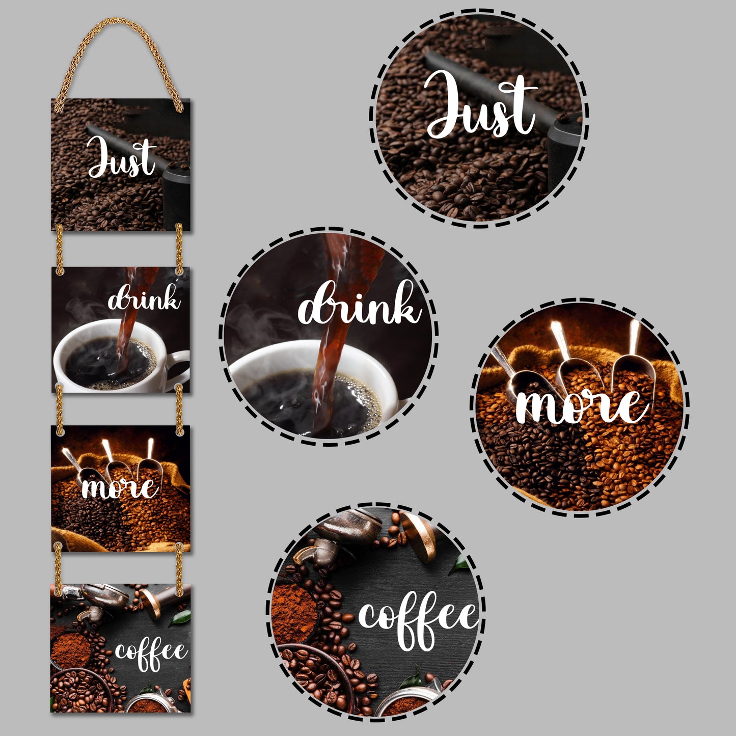 Square Plate Shape Wall Hanging - Just Drink More Coffee