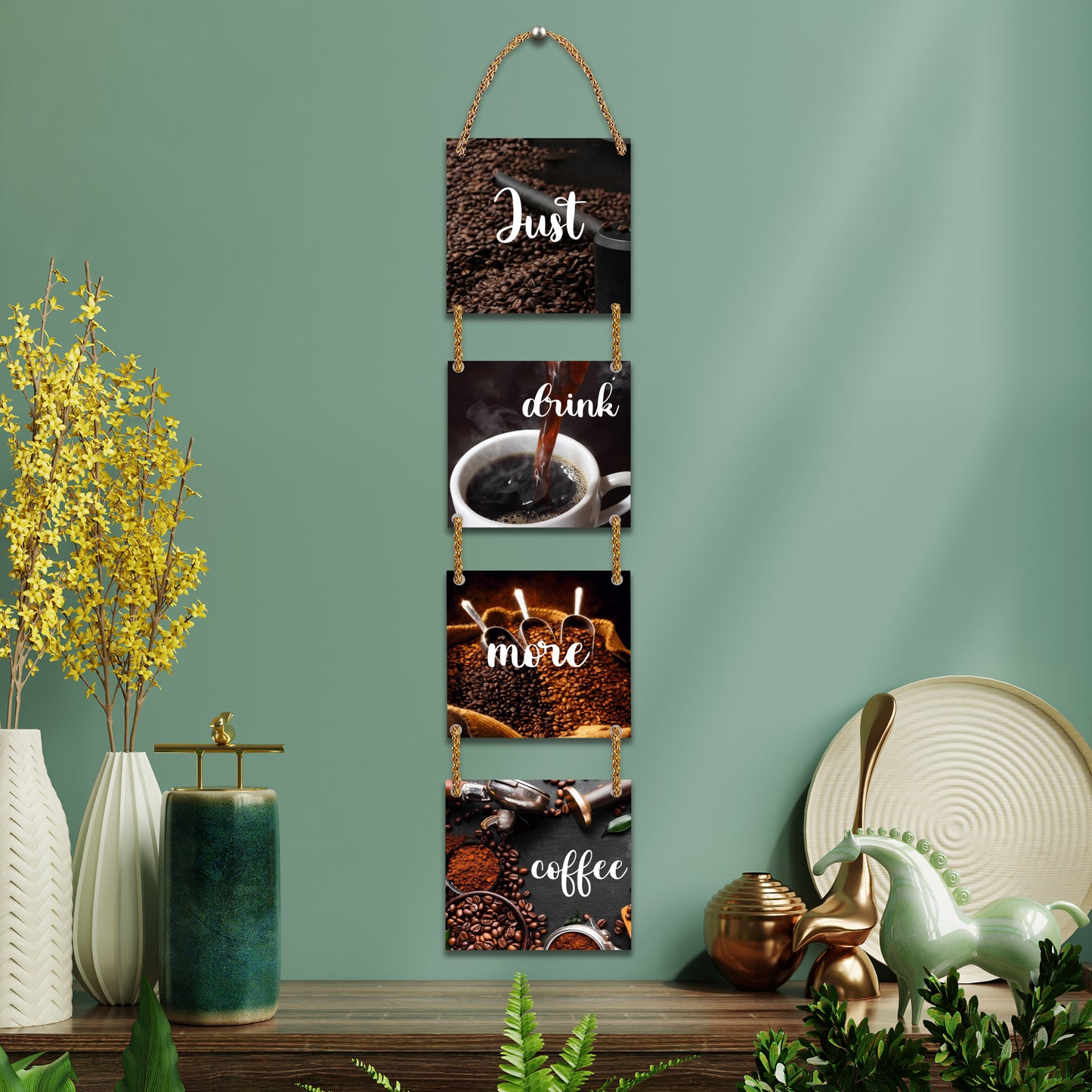 Square Plate Shape Wall Hanging - Just Drink More Coffee