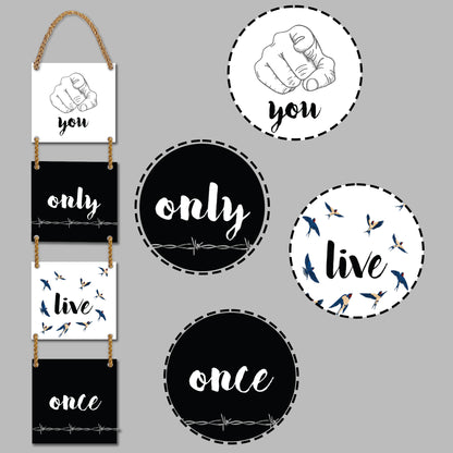 Square Plate Shape Wall Hanging - You Only Live Once