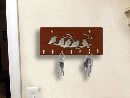 5 Birds Small Keyholder Brown Colour