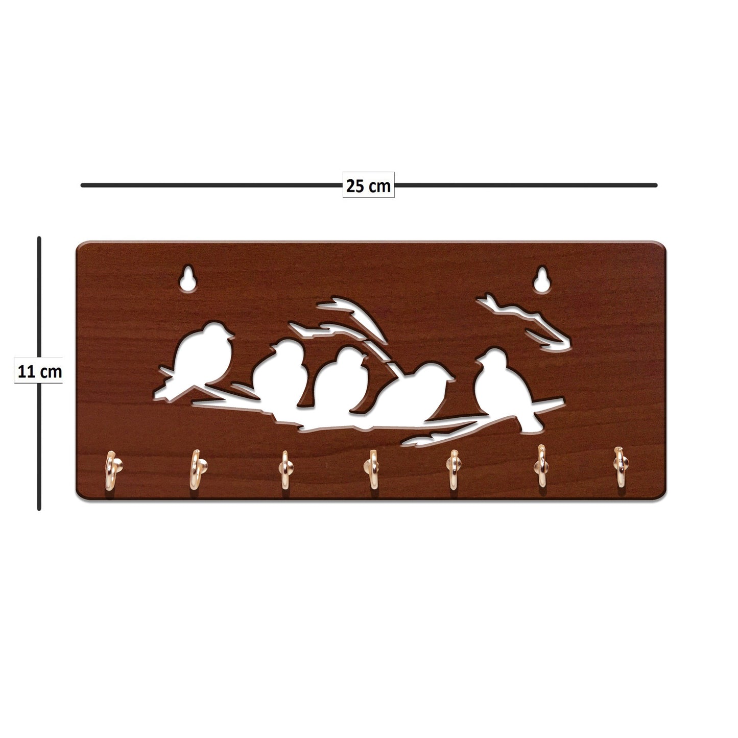 5 Birds Small Keyholder Brown Colour