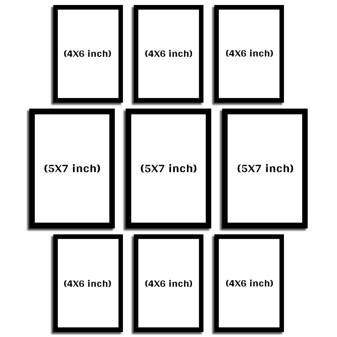Photo Collage Set of 9 Frames – Elegant Wall Frame Display for Living Room or Bedroom