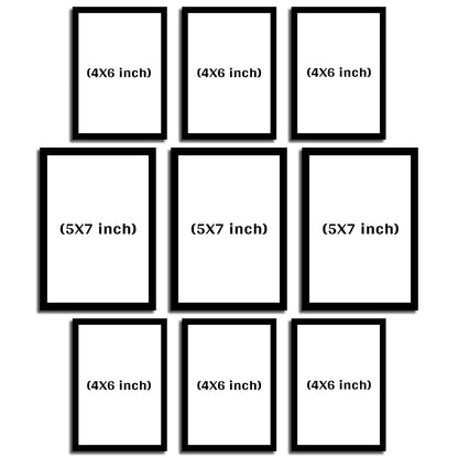 Photo Collage Set of 9 Frames – Elegant Wall Frame Display for Living Room or Bedroom