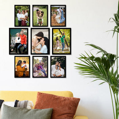 Photo Collage Set of 9 Frames – Elegant Wall Frame Display for Living Room or Bedroom