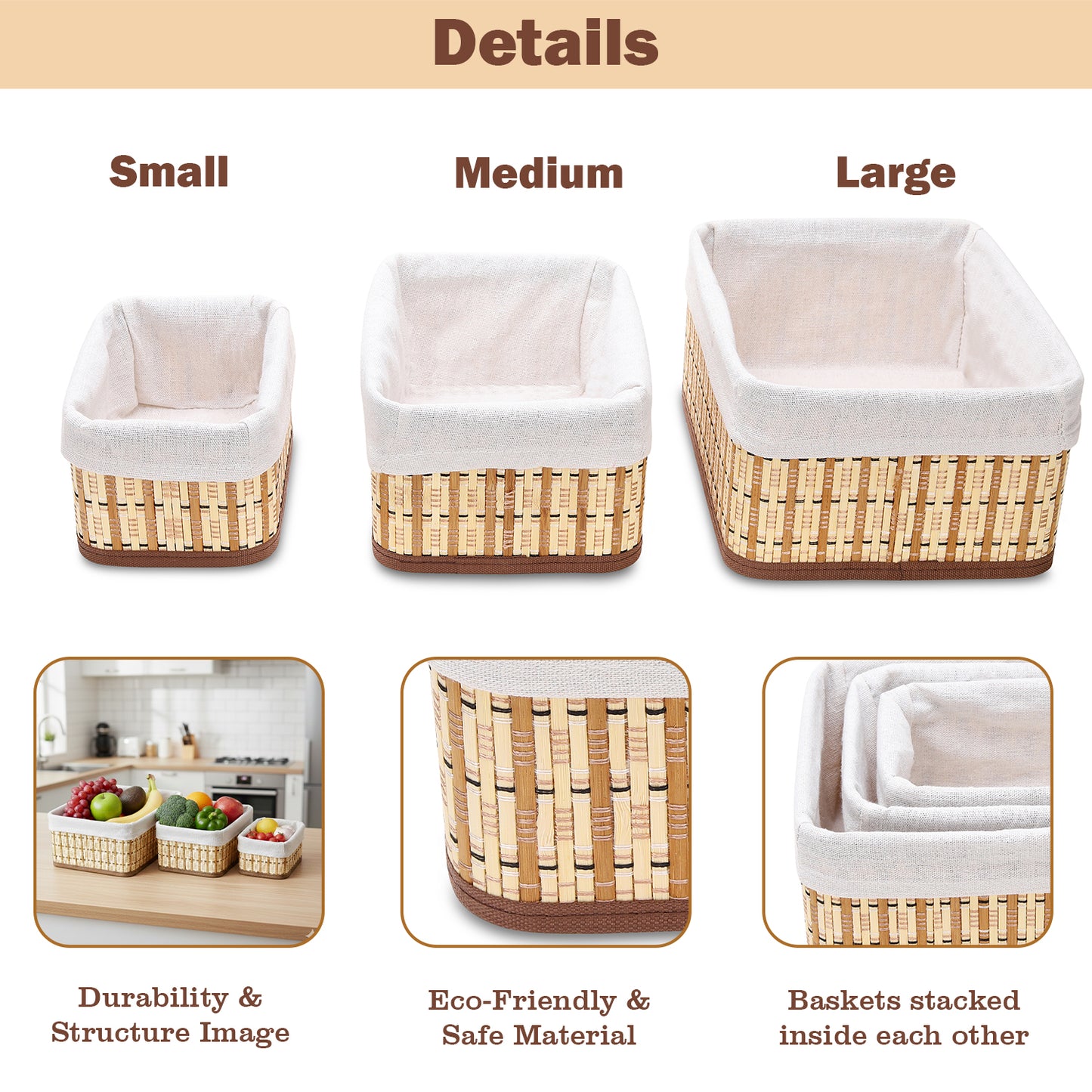 Storage Organizer Baskets | Wicker Baskets | Bamboo Basket Kitchen Storage