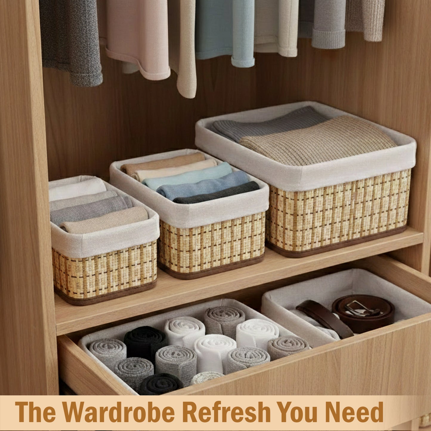 Storage Organizer Baskets | Wicker Baskets | Bamboo Basket Kitchen Storage