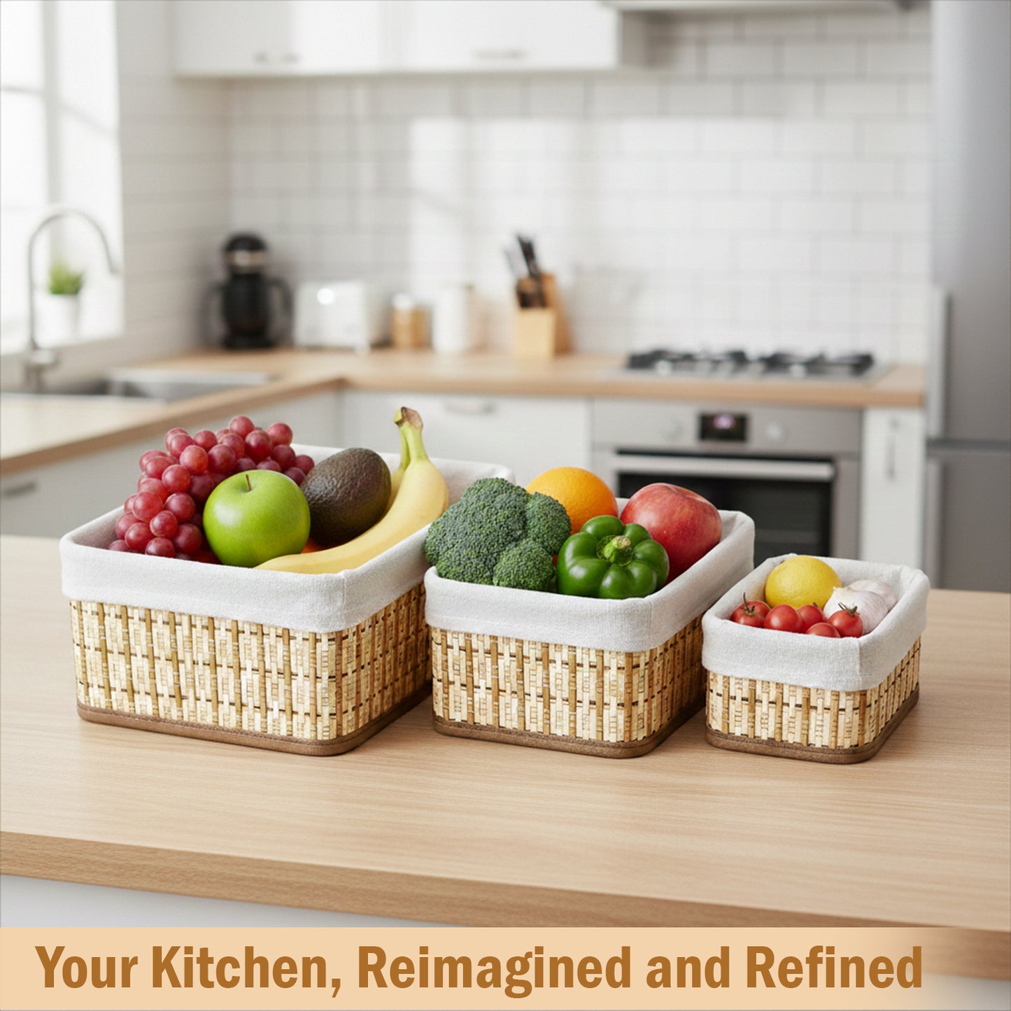 Storage Organizer Baskets | Wicker Baskets | Bamboo Basket Kitchen Storage