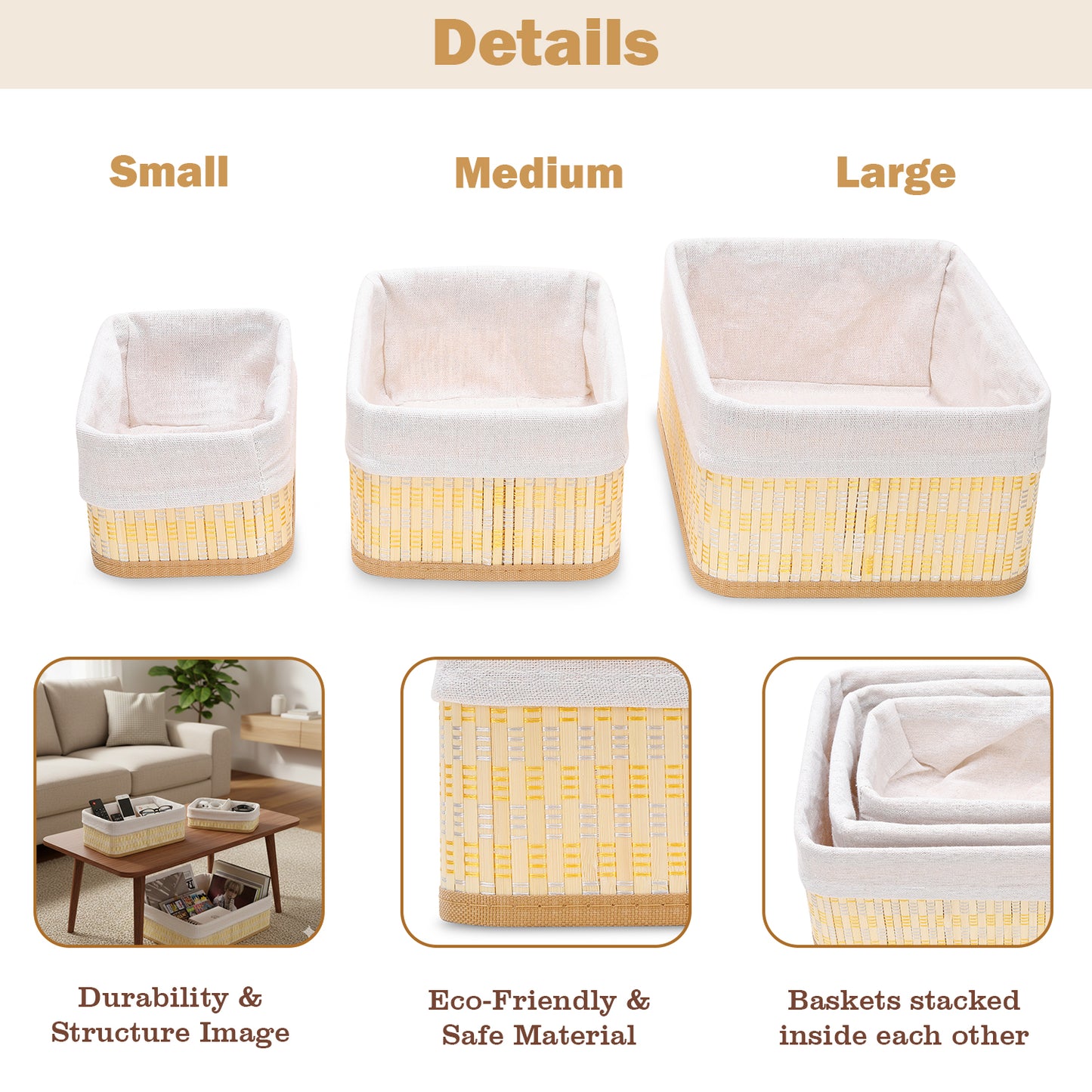 Storage Organizer Baskets | Wicker Baskets | Bamboo Basket Kitchen Storage