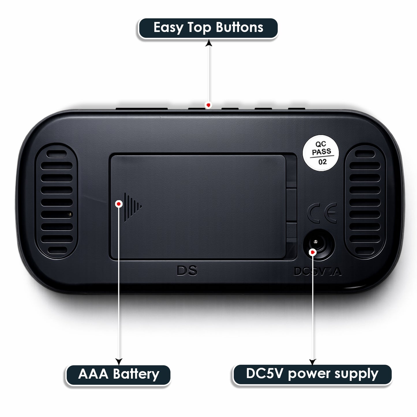 Best Digital Alarm Clock for Heavy Sleepers & Students - Black (12.8x6.5 CM)