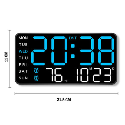 Wall Clock & Digital Clock for Living Room - Blue (21.5x11 CM)