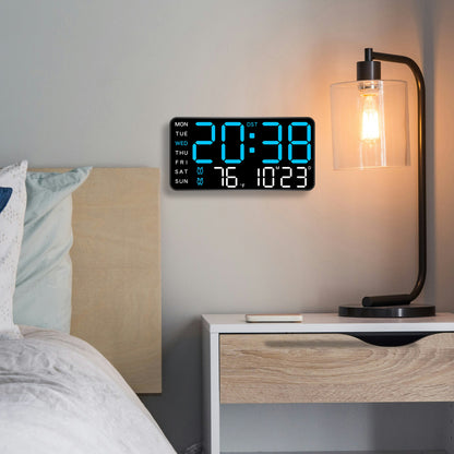 Wall Clock & Digital Clock for Living Room - Blue (21.5x11 CM)