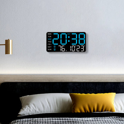 Wall Clock & Digital Clock for Living Room - Blue (21.5x11 CM)