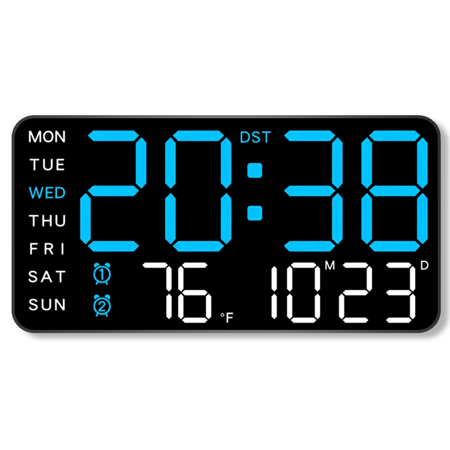 Wall Clock & Digital Clock for Living Room - Blue (21.5x11 CM)