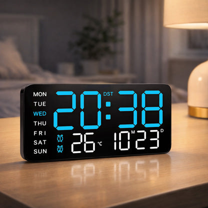 Wall Clock & Digital Clock for Living Room - Blue (21.5x11 CM)