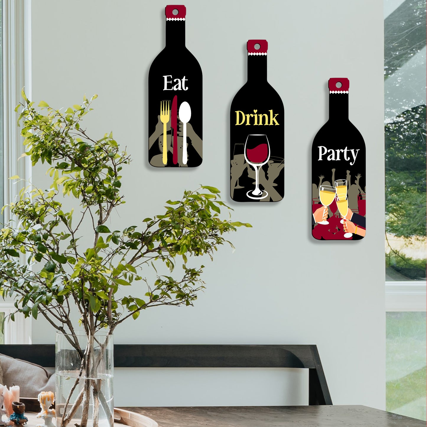 Set of 3 Bottle Wall Hanging