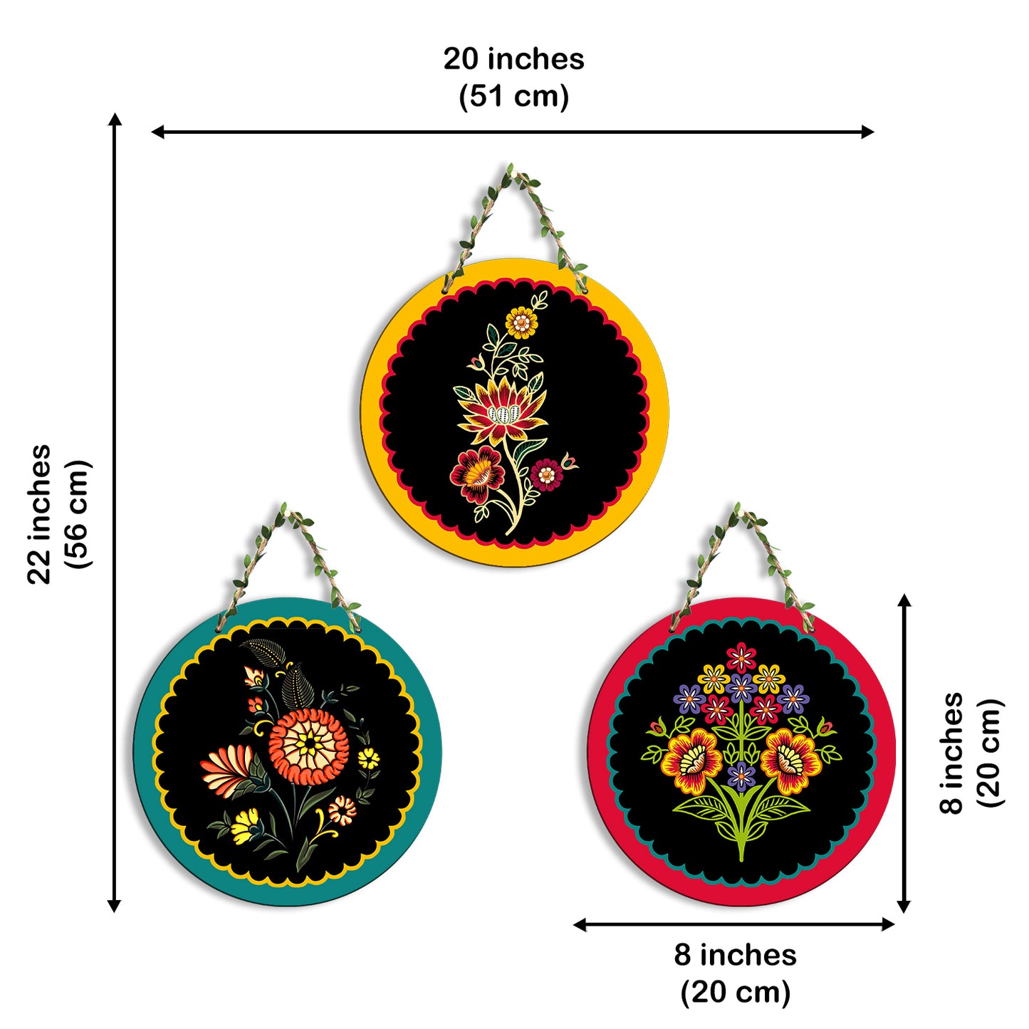 Sehaz Artworks Set of 3 Circle Wall Hanging