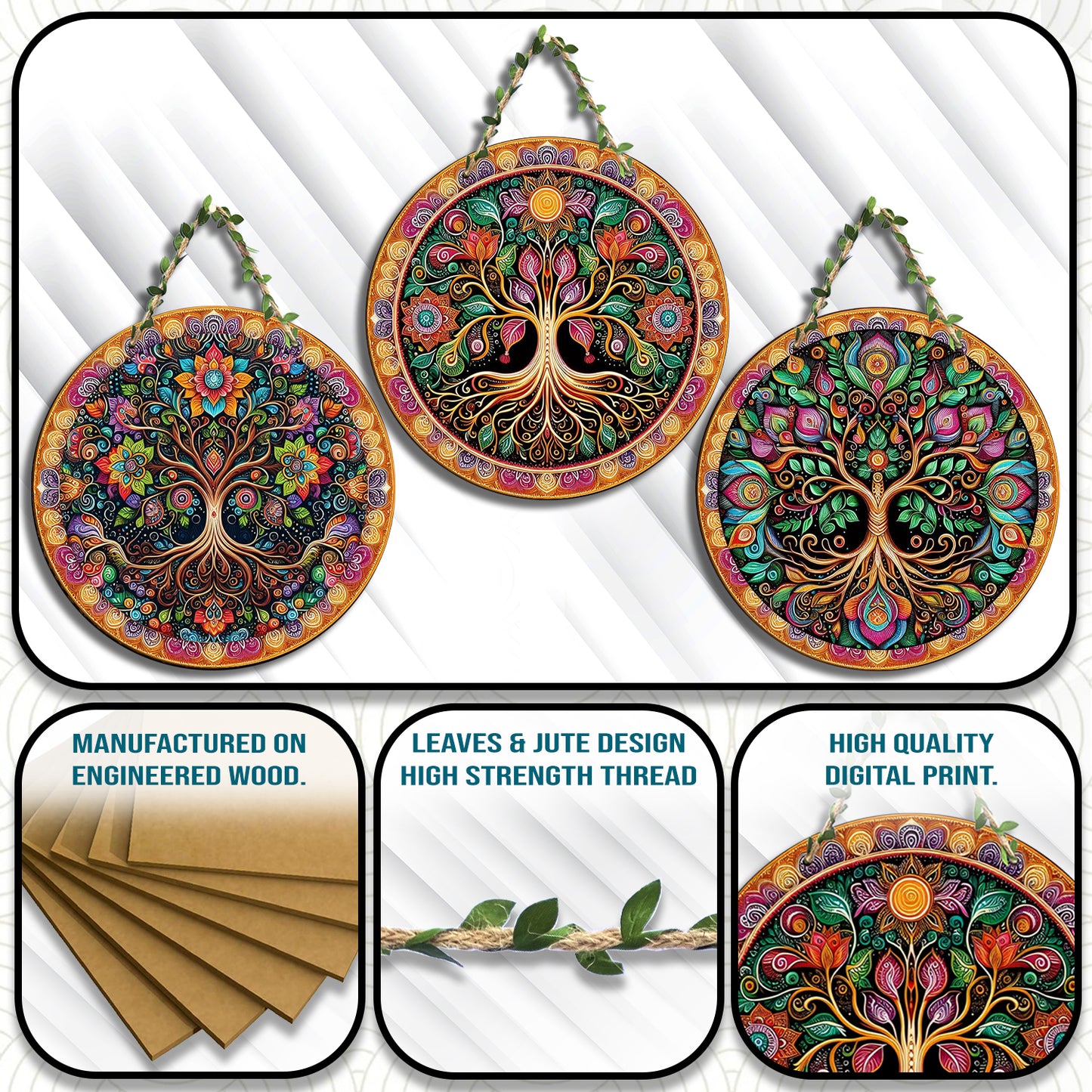 Sehaz Artworks Set of 3 Circle Wall Hanging