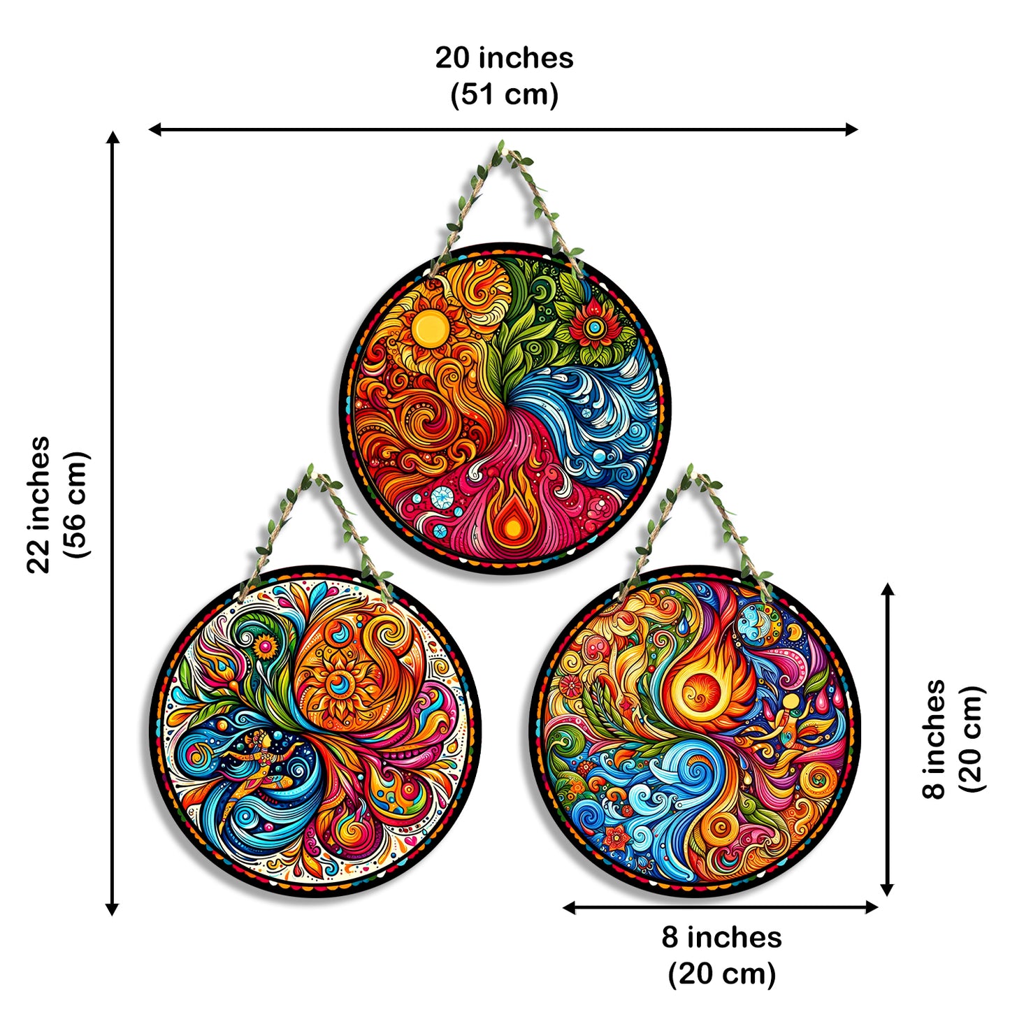 Sehaz Artworks Set of 3 Circle Wall Hanging