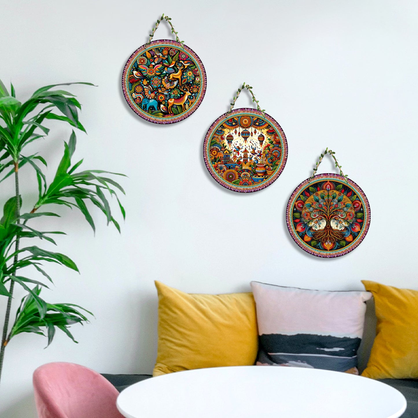 Sehaz Artworks Set of 3 Circle Wall Hanging