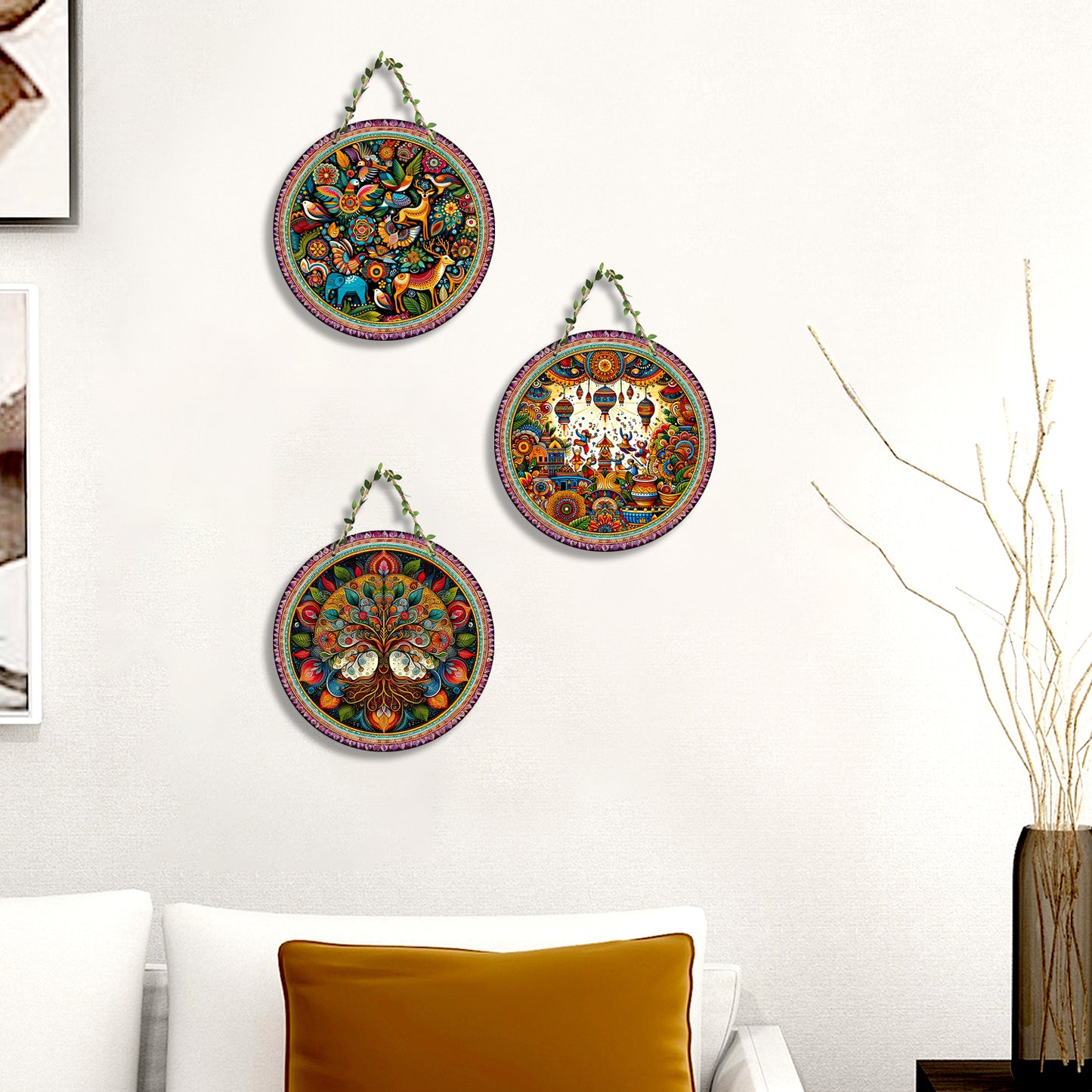 Sehaz Artworks Set of 3 Circle Wall Hanging