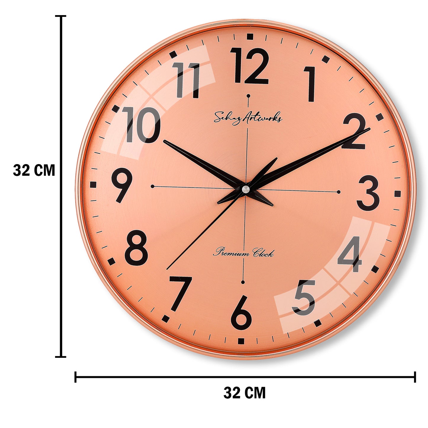 Modern Wall Clock | Wall Clocks for Living Room | Wall Clock For Home - Copper (32x32 CM)