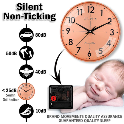 Modern Wall Clock | Wall Clocks for Living Room | Wall Clock For Home - Copper (32x32 CM)