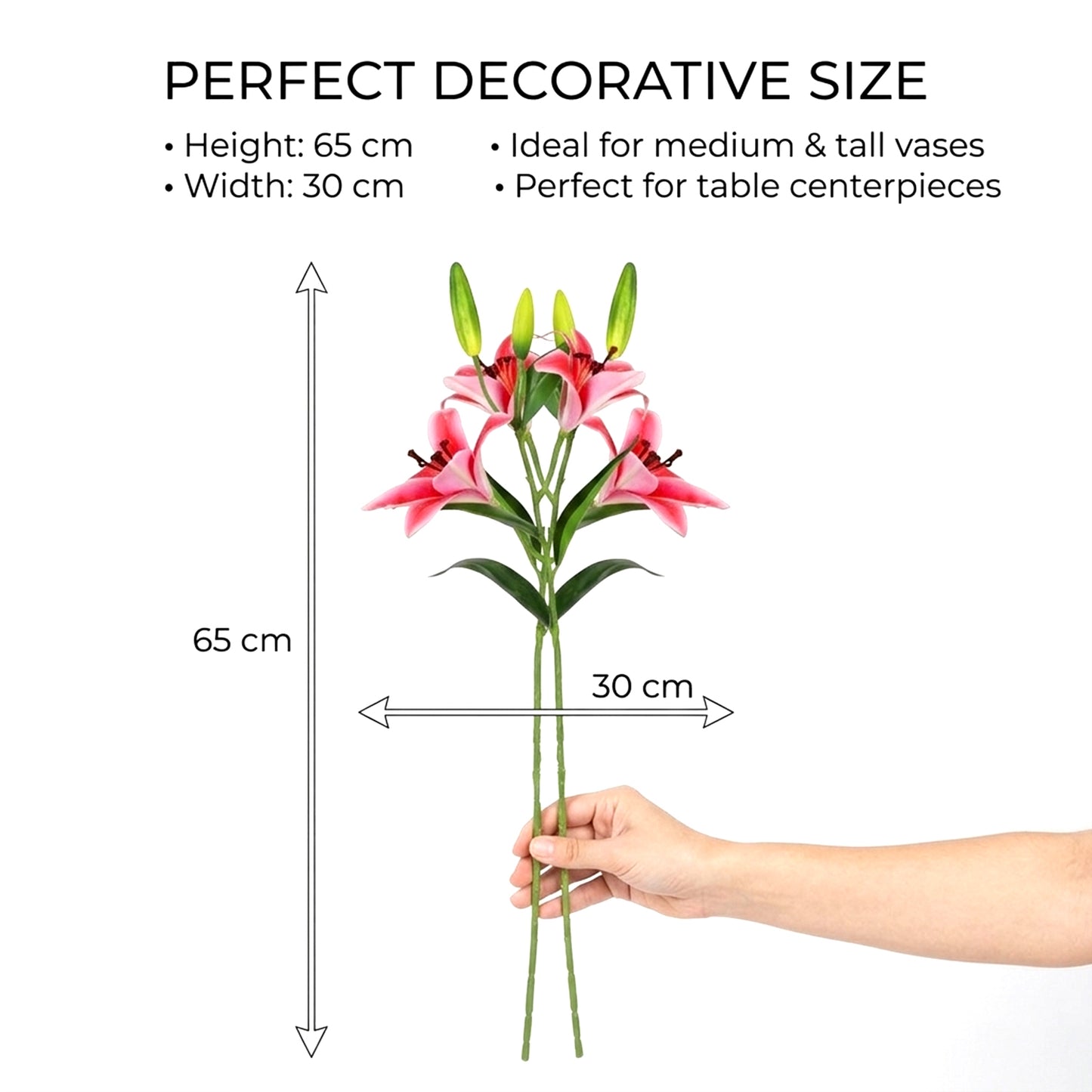 Artificial pink lily flowers 65 cm tall decorative flower stems