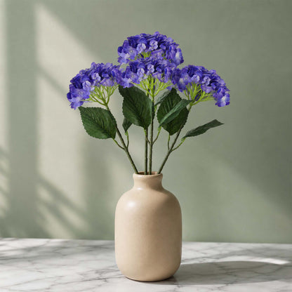 Violet Hydrangea Artificial Flower for Vases | 4 Stems 68 CM (Without Vase)
