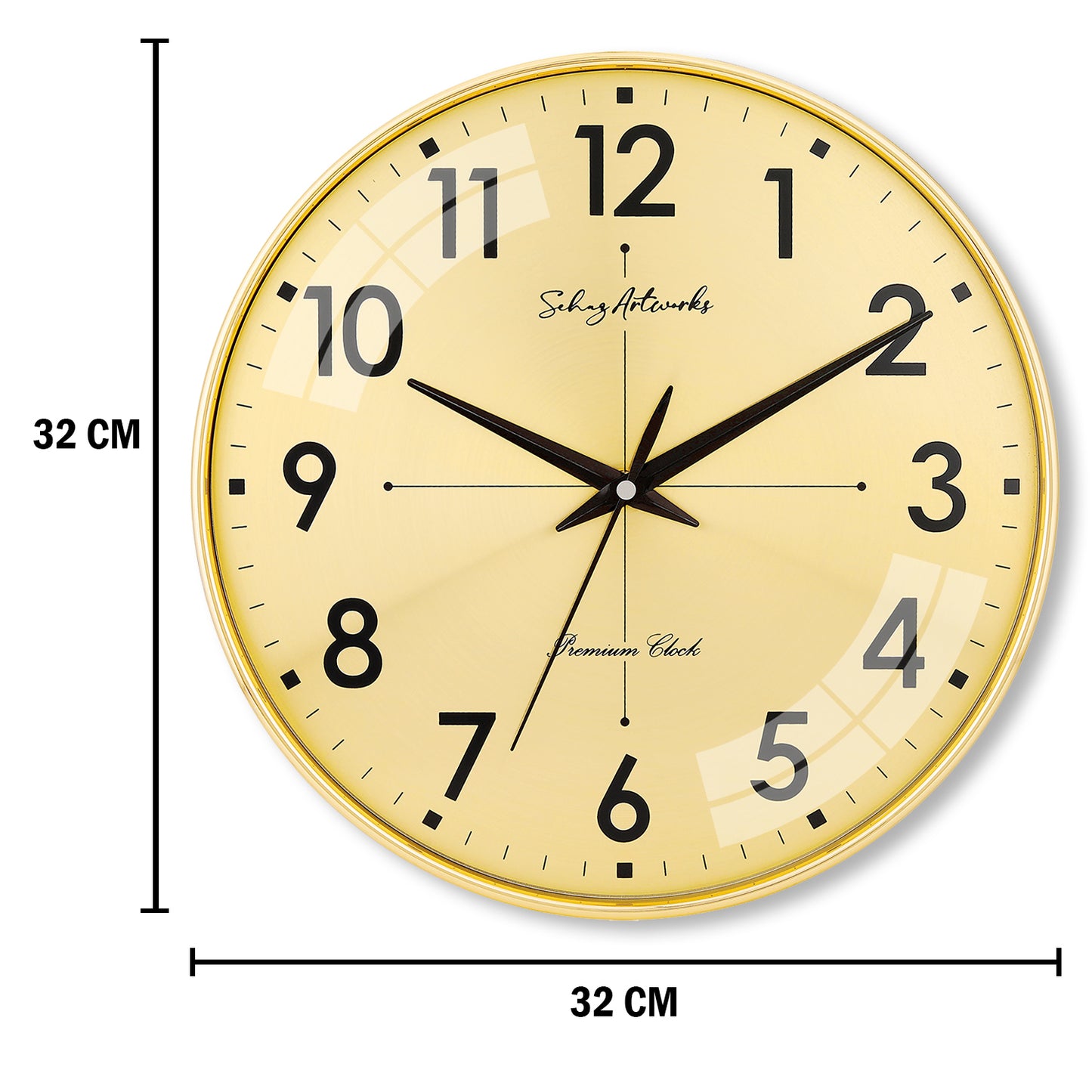 Modern Wall Clock | Wall Clocks for Living Room | Wall Clock For Home - Golden (32x32 CM)