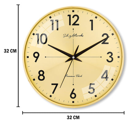 Modern Wall Clock | Wall Clocks for Living Room | Wall Clock For Home - Golden (32x32 CM)
