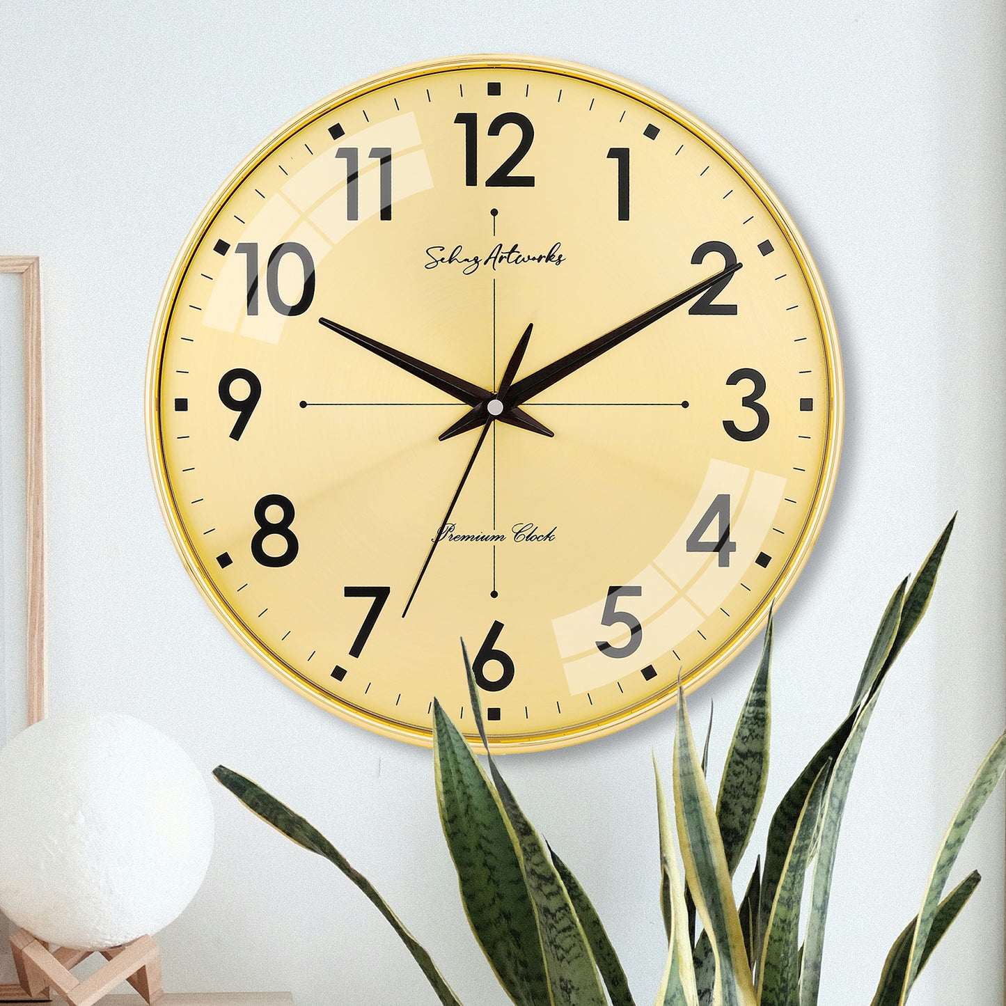 Modern Wall Clock | Wall Clocks for Living Room | Wall Clock For Home - Golden (32x32 CM)