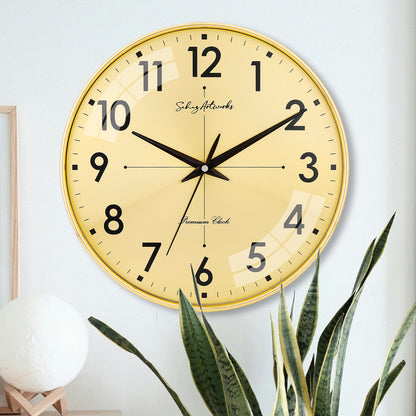 Modern Wall Clock | Wall Clocks for Living Room | Wall Clock For Home - Golden (32x32 CM)