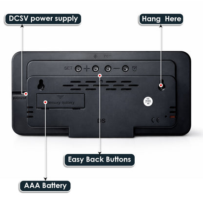 Digital Wall Clock & Alarm Clock for Home - Green (21.5x11 CM)