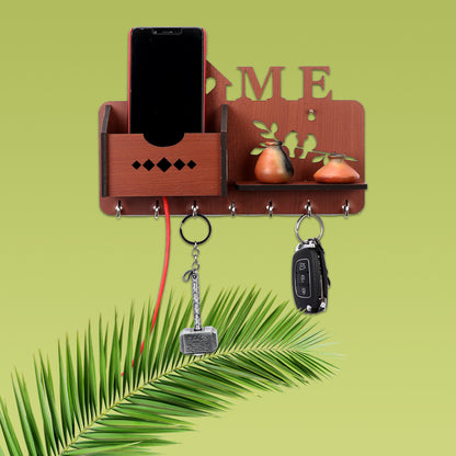 Home Side Shelf Brown Pocket Key Holder