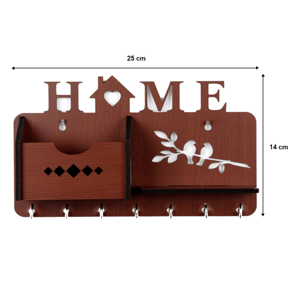 Home Side Shelf Brown Pocket Key Holder