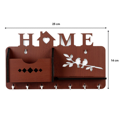 Home Side Shelf Brown Pocket Key Holder