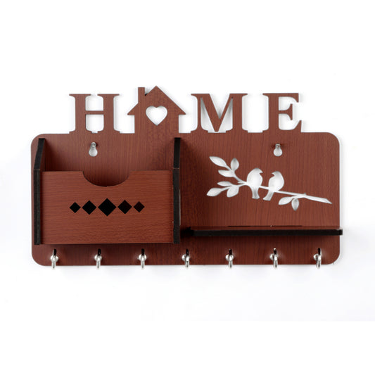 Home Side Shelf Brown Pocket Key Holder